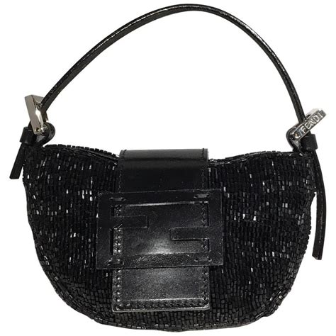 fendi black beaded evening baguette purse handbag|Fendi vintage baguette.